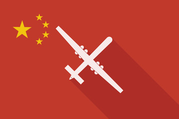 China long shadow flag with a war drone - obrazy, fototapety, plakaty