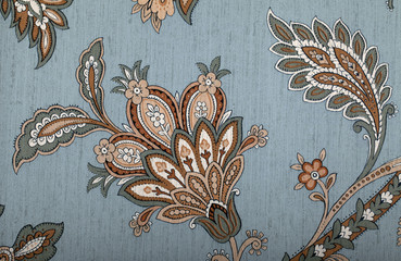 Vintage grey wallpaper with brown vignette victorian pattern