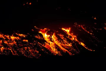 Papier Peint photo Lavable Volcan Lava flux of night. Eruption of Etna volcano's May 16, 2015
