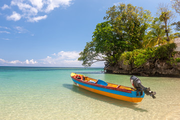 Fish boat on the paradise beach