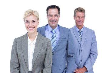 Businessman in a row with his business team