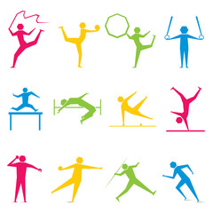 creative set of gymnastic game design vector