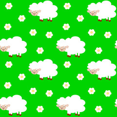 cute funny cartoon sheep seamless vector pattern