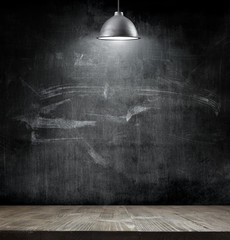 Light bulb lamp on blackboard background with copy space
