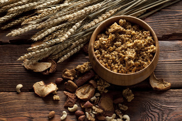 Healthy food - cereals with fruits and nuts