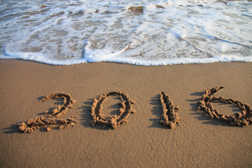 2016 New Year written on the beach