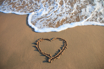 Heart drawn on the beach