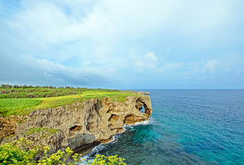 Beautiful sea and cliff, Manzamo, Okinawa, Japan