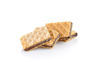 sweet wafer cream with chocolate on white background