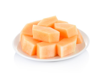 melon sliced on white background