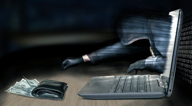 Anonymous thief - hacker steals money from laptop