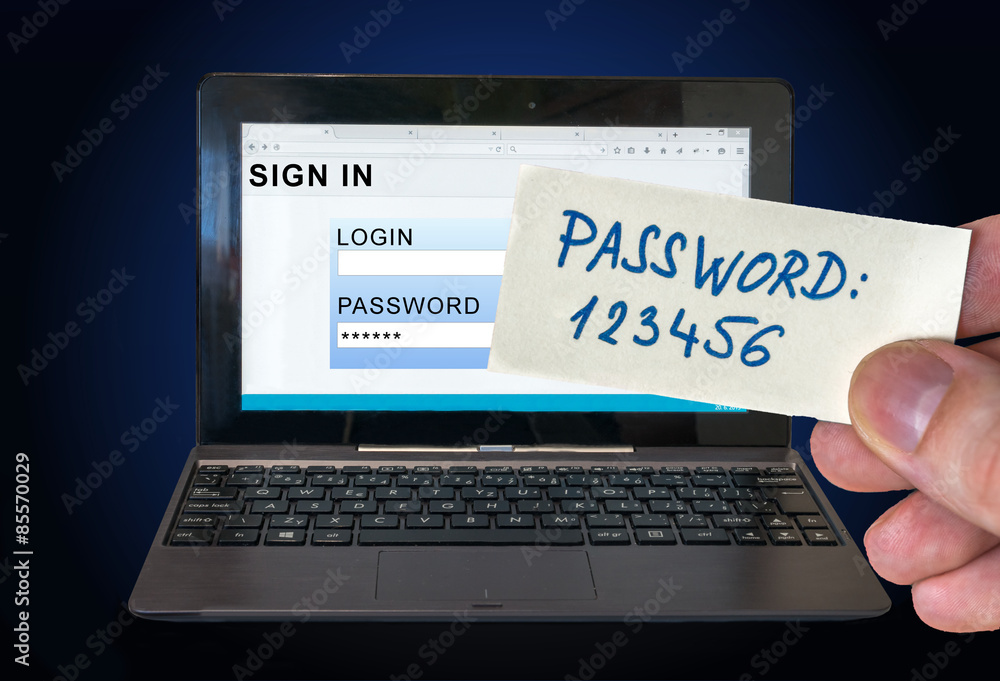 Aufkleber user is entering password and sign in on internet