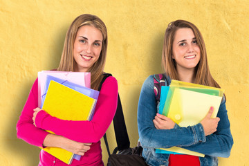 Student women over isolated white background