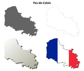 Pas-de-Calais (Nord-Pas-de-Calais) outline map set