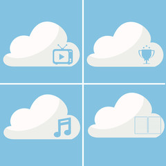 set icons of media in the cloud. vector. isolated