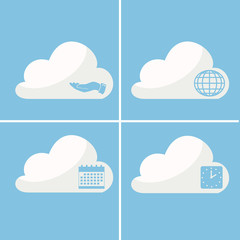 Icon of time and due to the cloud. vector. isolated.