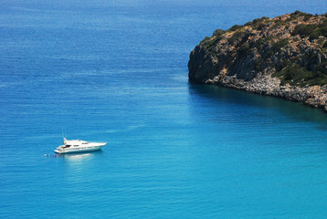 Sea view with rocks and lagoon. Crete, Greece
