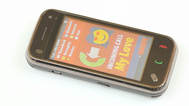 Phone Call (girlfriend or wife calling) -  touchscreen display shows incoming call from a female contact (titled "My Love"), animated screen flashes before the phone gets picked up.