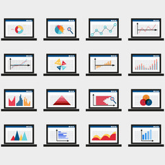 Business data market elements dot bar pie charts diagrams and gr