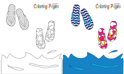 summer flip flops coloring book page