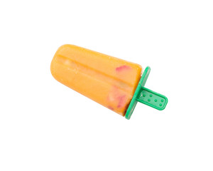 isolate mango with strawberry ice pop on white background