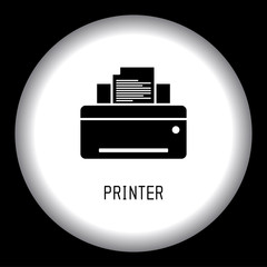 Printer icon, vector illustration. Flat design style