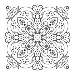 Hand drawing zentangle mandala element. Italian majolica style