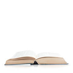 Open book isolated on white background with reflection