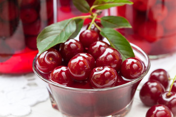 Tasty sour cherry compote
