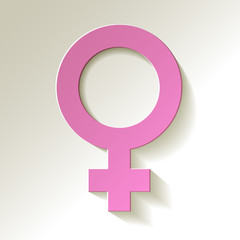 Female icon - Venus vector symbol with shadow roseate