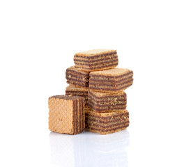 sweet wafer cream with chocolate on white background