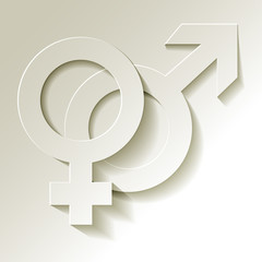 Obraz premium Male and female icon - Venus and Mars vector symbol with shadow