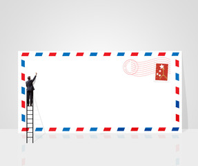 businessmen  writing on an empty envelop