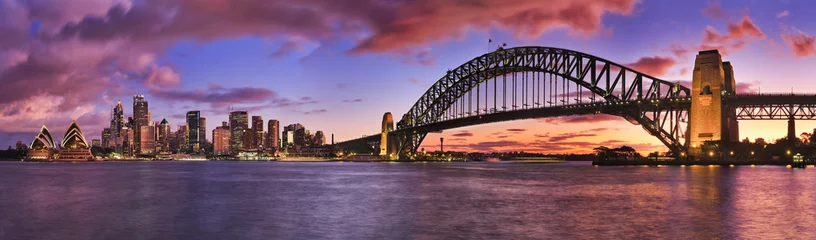 Photo sur Plexiglas Sydney Harbour Bridge Panorama de la jetée gauche de Sydney CBD Milsons