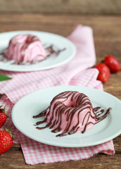 Homemade pink Souffle made from cream, strawberry puree