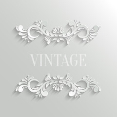 Vector 3d Floral Invitation Card in Vintage Style