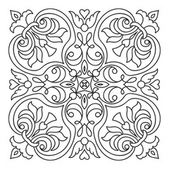 Hand drawing zentangle mandala element. Italian majolica style