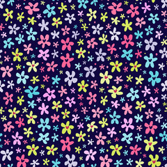 Fototapeta na wymiar Floral seamless pattern with little bright flowers