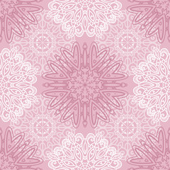 Fototapeta na wymiar Pink seamless pattern with tracery ornaments