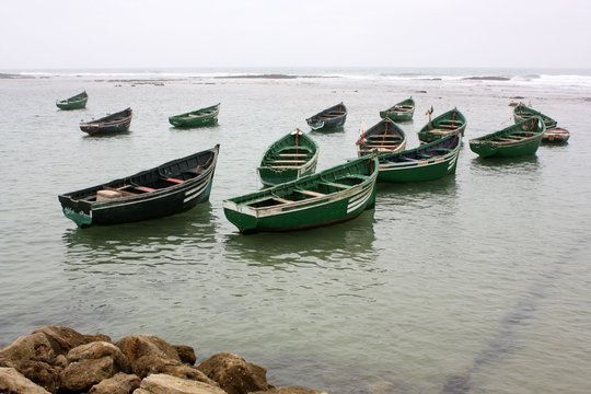 Maroc, barques de pêcheurs