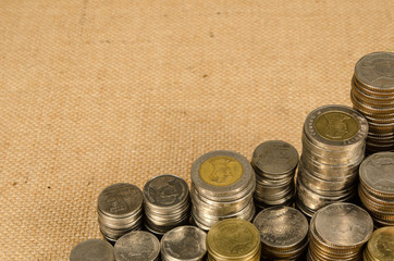 Stack of Thai baht coins
