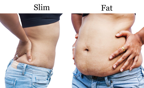 women body fat belly between before and after weight increase