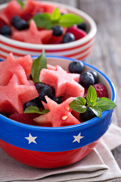 Fresh watermelon with blueberries