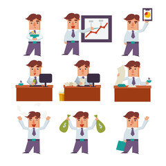 Set of Businessman Activities Vector