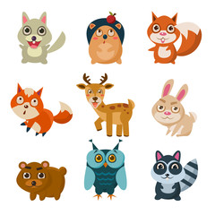Forest Animals Vector Illustration