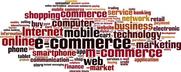 Electronic commerce word cloud concept. Vector illustration
