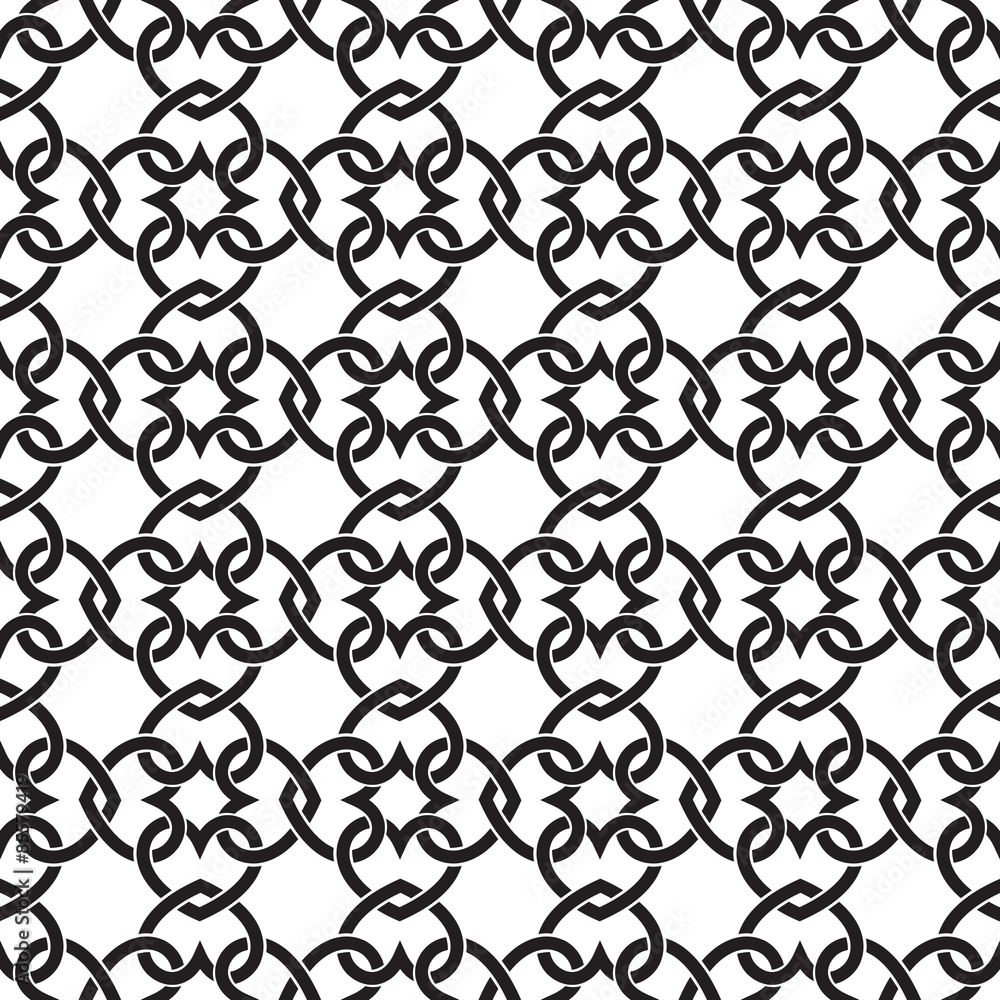 Poster chain armor of the links in form of hearts. celtic seamless pattern with swatch for filling. fashion