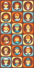 Set of Colorful Profession People Flat Style Icons 