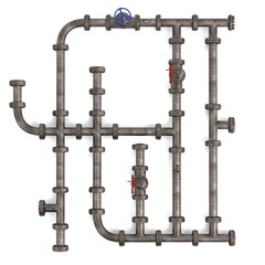 3d render of industrial pipes