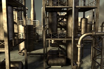 3d render of oil refinery